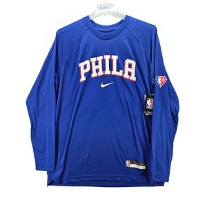NWT Nike Philadelphia 76ers Long Sleeve Dri Fit NBA 75th Anniversary Royal LTall